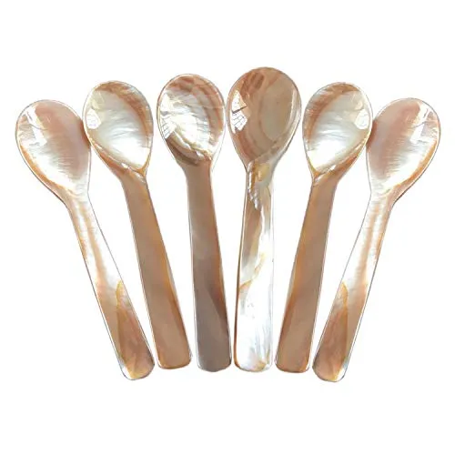 DUEBEL 6Pcs Cucchiai Caviar Cucchiai Minestra Cucchiaio da Cucchiaini da Dessert e da Gelato per tè E caffè for Caviale, Uovo, Servizio Ristorante(Rosa, 9x2,3cm)