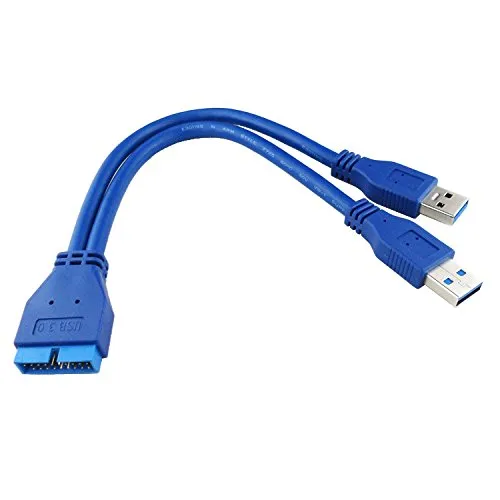 Cablecc Cavo adattatore da 2 porte USB 3.0 maschio ad attacco a 20 pin maschio per scheda madre