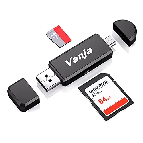 Vanja Lettore Schede SD/Micro SD, Adattatore Micro USB OTG e Lettore di Lchede USB 2.0 TF per con Computer/Android Smartphone/Tablet con OTG Funzione
