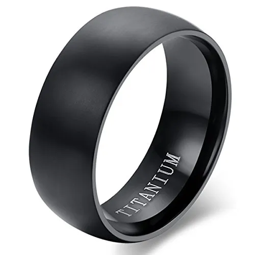 Flongo Anello di fidanzamento, Anello di titanio nero, Classic Vintage anelli Uomo, Anello nuziale, Buon regalo per il vostro amore, Misura 11.5