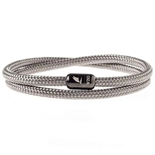 Wind Passion Bracciale Grigio con Magnete Nautico Corda Di Altissima Qualità per Uomo e Donna, Taglia Small