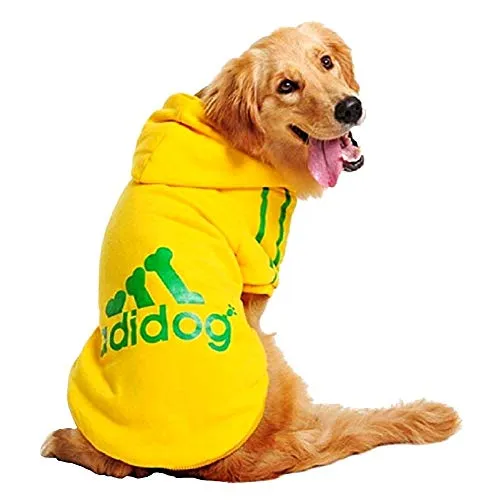 LEGISDREAM Felpa con Cappuccio con Logo ADIDOG Verde di Colore Giallo Abbigliamento per Cani Taglia XXL