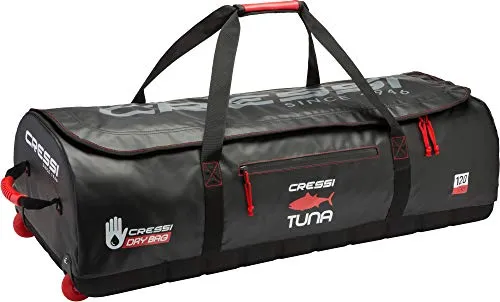 Cressi Tuna Bag 120 Lt, Borsone Impermeabile di Grandi Dimensioni, Disponibile in Versione Senza Ruote Unisex Adulto, Nero/Rosso