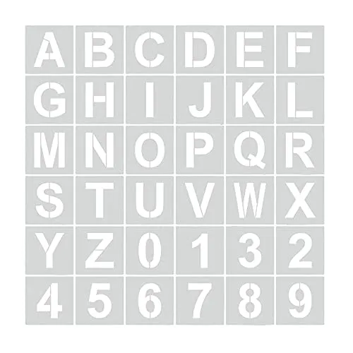 Dtoterul Stencil per Lettere Dell'alfabeto 36 Pezzi Stencil con Numeri e Lettere Dell'alfabeto Stencil per Lettere Template Set Lettera di Stencil Plastica Alfabeto Stencil Set