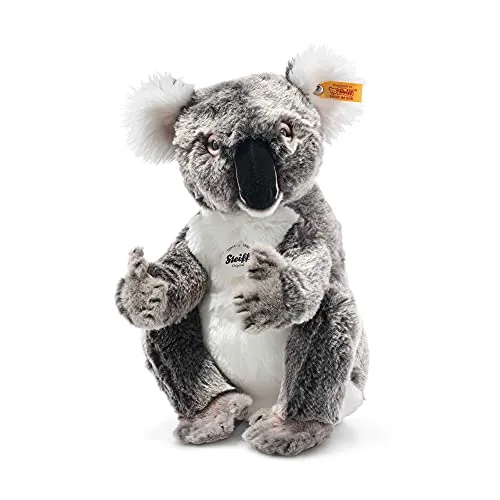 Steiff National Geographic Yuku Koala 355745 - Peluche a Forma di Conchiglia per Bambini, Lavabile, Colore: Grigio/Bianco