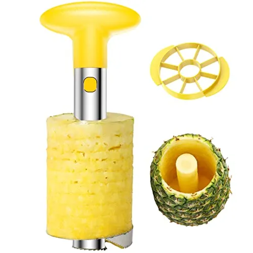 SameTech Strumento per sbucciare ananas e per rimuoverne il torsolo, in acciaio INOX, strumento per la cucina facile da usare