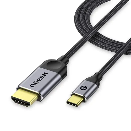 USB C HDMI, QGeeM Cavo adattatore da USB C a HDMI, 1,8 m, 4 K a 30 Hz, da USB tipo C a HDMI Thunderbolt 3, compatibile con MacBook Pro 2018, iPad Pro, Samsung S9 S10, Surface Book 2, Dell XPS 13/15