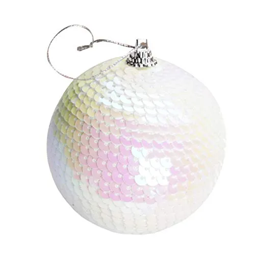 ghhshjhlk Palla in Schiuma con Paillettes Glitterate da 8 Cm Palla Leggera E Rispettosa Dell'ambiente Ornamento da Appendere All'albero di Natale Bianca