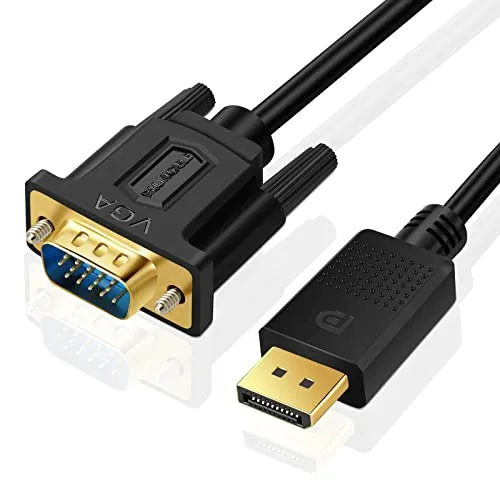 SHULIANCABLE Cavo DisplayPort a VGA, Cavo DP Maschio a VGA Maschio, Supporto 1080P per Laptop, PC, Desktop a TV, Monitor, Proiettore (1.8M)