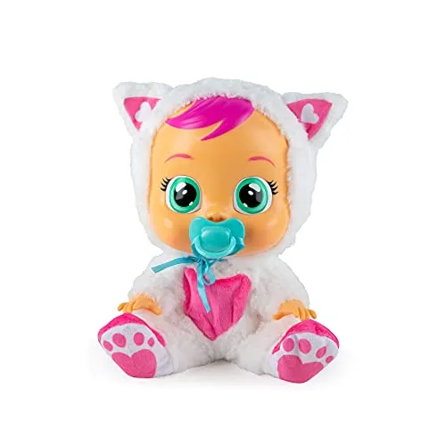 CRY BABIES Daisy il gatto - Bambola interattiva che piange lacrime vere con ciuccio e Pigiama, per Bambini e Bambine dai 2 Anni