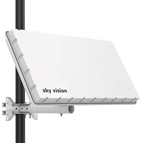 Sky Vision - Antenna satellitare Flat H39 D2 con Twin LNB (antenna piatta per 2 partecipanti, antenna satellitare piatta, con supporto da parete o palo, adatta per Astra e Hotbird, colore: Bianco