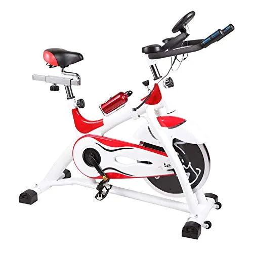 HLeoz Cyclette, Cyclette Bici da Camera Cardio Bike Volano 15 kg con Monitor LCD Carico Max 200 kg Manubrio Regolabile E Altezza del Sedile,Bianca