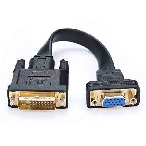 HYZUO Adattatore da DVI a VGA Attivo DVI-D Dual Link 24 + 1 Maschio a VGA Femmina Convertitore Video con Cavo Piatto