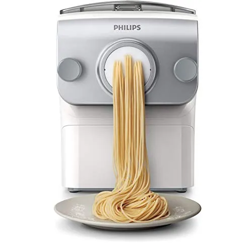 Philips - Macchina per la pasta automatica 4 tipi di pasta, 500 g, bianco y grigio