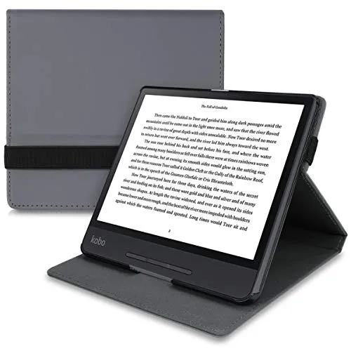 kwmobile Custodia Verticale Compatibile con Kobo Forma - Cover con Fascia Mano e leggìo - Case e-Reader Flip