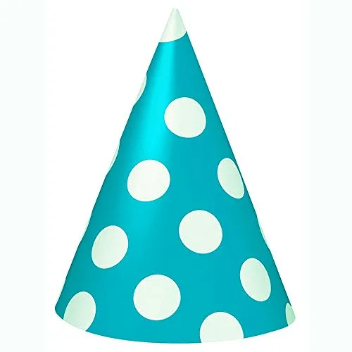 takestop® Set 36 Pezzi Cappello Cono Pois Azzurro Cappellino in Carta MONOUSO per Festa Compleanno Party Nascita Battesimo