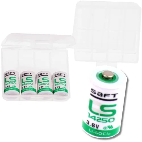 Saft LS14250 1/2 AA Li-SOCl2 batteria con alta densità di energia (1200 mAh, 3,6 V, confezione da 5 pezzi) bianco/verde