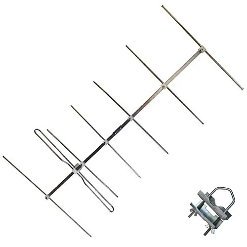 Elettronica Cusano TERZA7 - Antenna TV VHF a 7 Elementi, Antenna TV Ricezione Canali VHF, Antenna VHF da Esterno Guadagno 9dB, Antenna TV a 7 Elementi VHF con Trattamento ANTICORODAL, Made in Italy