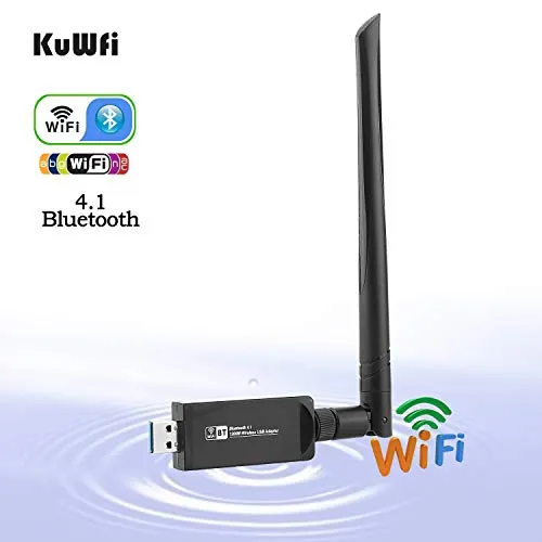 Adattatore USB Scheda di Rete, KuWFi Scheda di rete wireless USB3.0 Dual USB 802.11ac USB 3.0 LAN Lan Dongle adattatore Bluetooth con antenna per Laptop Desktop