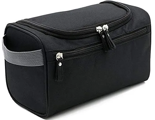 Beauty Case da Viaggio, Boic Borsa Trousse da Viaggio Impermeabile Cosmetico Bag per Uomo e Donne, Borsa da Toilette Appendibile con Gancio e Manigli, Accessori da Bagno Per Barba o Trucco (Nero)