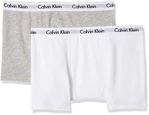 Calvin Klein Modern Trunk Intimo, Bianco (White/Grey Htr 926), 12-14 Anni (Pacco da 2) Bambino
