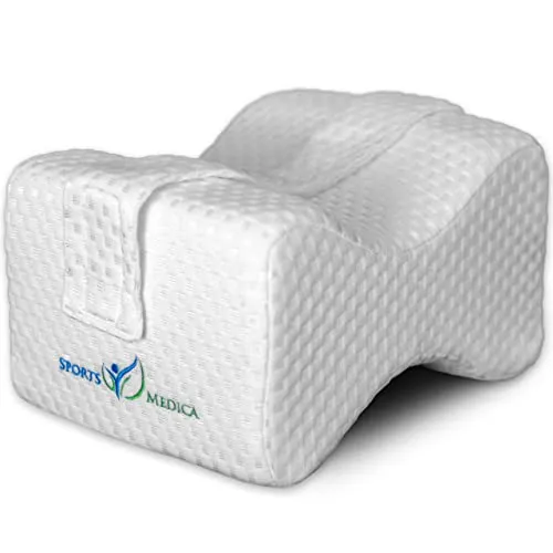 Cuscino per le Ginocchia Sviluppato da Medici - Supporto Ortopedico in Memory Foam per Traversine Laterali, Sciatica, Dolore Lombare - Cuscino per Gambe per Dormire sul Lato - Manuale Incluso