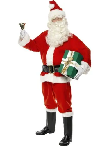 SMIFFYS Costume di Babbo Natale, Rosso, con giacca, pantaloni, cintura, cappello, guanti
