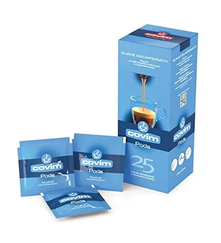 Covim Caffè Cialde Pods Suave Decaffeinato, Compostabili Ese 44mm, 8 Astucci da 25 - Totale 200 Cialde