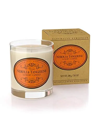 Naturally European Neroli & Tangerine Scented Luxury Candle 200g | 40 Hours Burn | Aromatherapy Candle | Glass Jar | Scented Candle