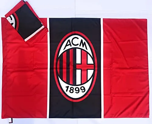 TOYSGIOCATTOLI ABCTEXILE Bandiera Tifoso Milan - 100X140 CM Circa con ASOLA Porta Asta