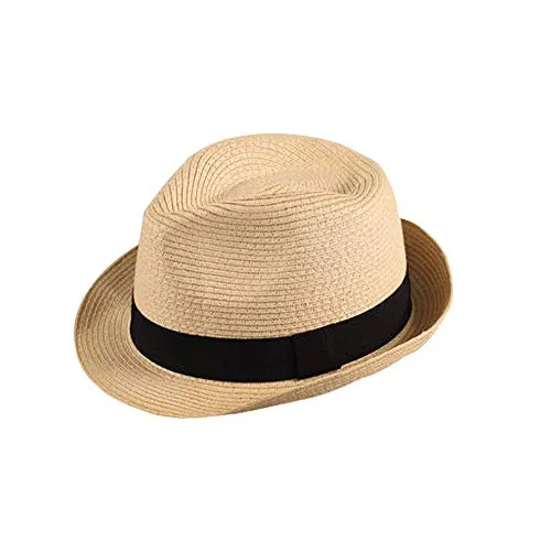 Fedora Borsalino Trilby Cappello Panama Estivo Spiaggia Alca Corta Moda Unisex lu-128 beige 58