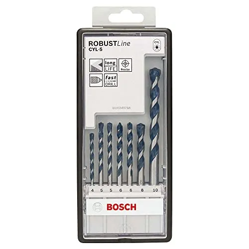 Bosch Professional Set da 7 Pezzi di punte da calcestruzzo CYL-5 (Ø 4-10 mm, Robust Line, Accessorio Perforatrice a percussione)