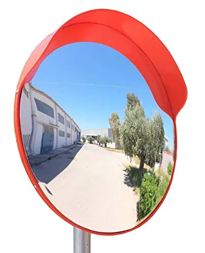 ECM-60o Specchio convesso flessibile da traffico, diametro 60 cm, per la sicurezza in strada e per i negozi, con staffa di fissaggio regolabile per palo da 48 mm