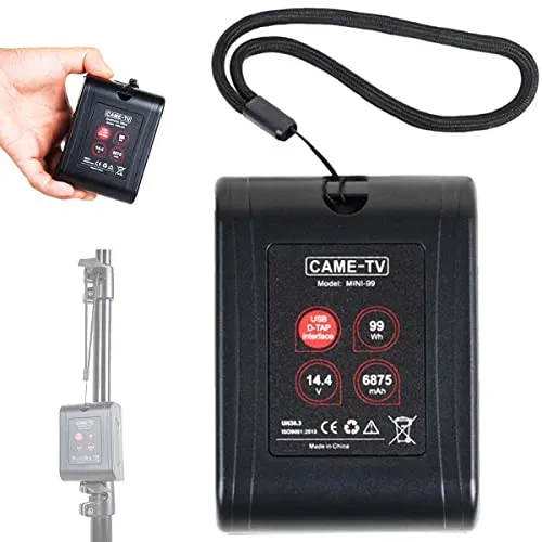 CAME-TV Mini 99 V Mount Batteria 99Wh 6875mAh 15A Draw Ricaricabile V-Mount con 2 D-TAP e 1 USB per Blackmagic BMPCC 4k/6K Pro/Sony FX6/Red Komodo/Canon C70/Z cam E2 V-Mount-Batterie