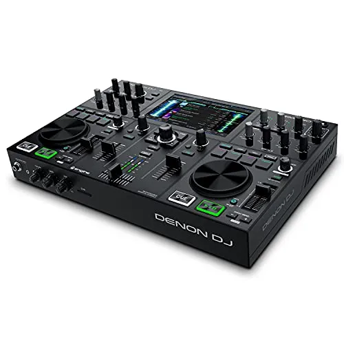Denon DJ PRIME GO – Console DJ Smart, Set da DJ portatile con 2 deck, streaming Wi-Fi, display touch da 7 pollici e batteria ricaricabile