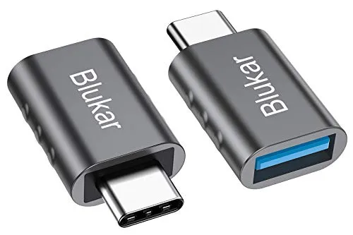 Blukar Adattatore USB C a USB 3.0, [2 Pezzi] Alta velocità Adattatore Connettore OTG Tipo C a USB A Compatibile con Huawei, Galaxy, MacBook PRO (Grigio)