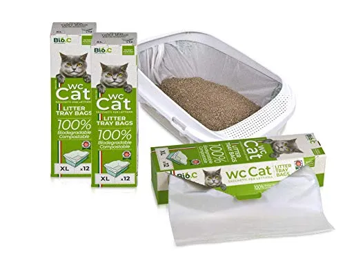 Wc Cat XL 12 Sacchetti Lettiera Biodegradabili Compostabili, Umido OK!