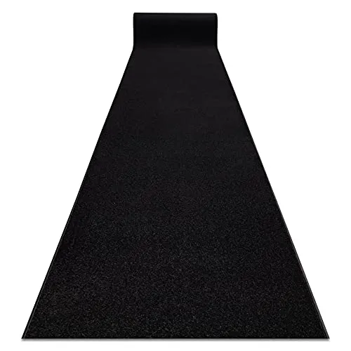 Passatoia KARMEL pianura, un colore, per cucina, corridoio, soggiorno, robusto, moderno, nero 140x740 cm