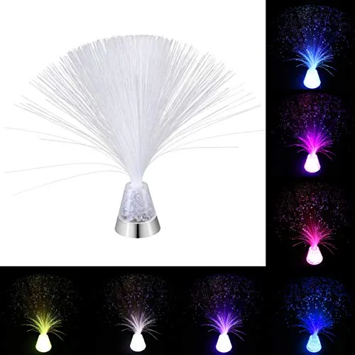 LEDMOMO Lampada in fibra ottica Lampada in fibra LED con batteria e base in vetro che cambia colore (Tipo 1)