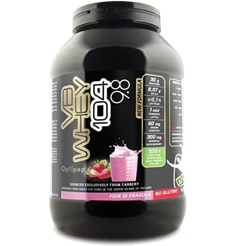 VB WHEY 104 9.8 ● Optipep ● Gusto Fior Di Fragola ● Proteine Isolate Idrolizzate Per Via Enzimatica ● 900 Grammi