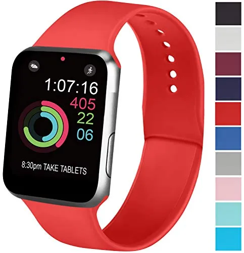 AK Cinturino Compatibile per Apple Watch 44mm 42mm 38mm 40mm, Cinturino Sport in Silicone Cinturino Uomo e Donna per iWatch Serie 5 4 3 2 1 (42/44mm S/M, 07 Orange Red)