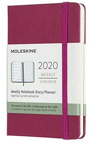 Moleskine 12 Mesi 2020 Agenda Settimanale, Copertina Rigida e Chiusura ad Elastico, Colore Rosa Brillante, Dimensione Pocket 9 x 14 cm, 144 Pagine
