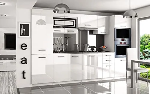 PRISMA | Cucina Lineare Completa L 300cm 8 pz | Piano di lavoro INCLUSO | Set di mobili da cucina