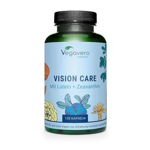 Integratore OCCHI | 120 capsule | con Luteina, Zeaxantina, Mirtillo Nero, Vitamina A, B2 e Zinco | Salute della VISTA | Vegan | Vegavero®