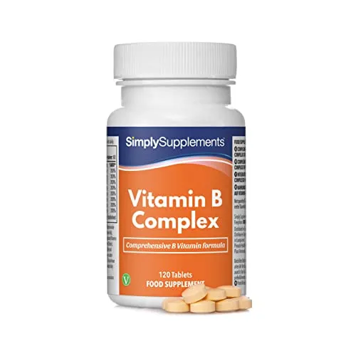 Complesso di vitamina B - Con biotina e acido folico - Adatto ai vegani - 120 compresse - 4 mesi di durata - SimplySupplements