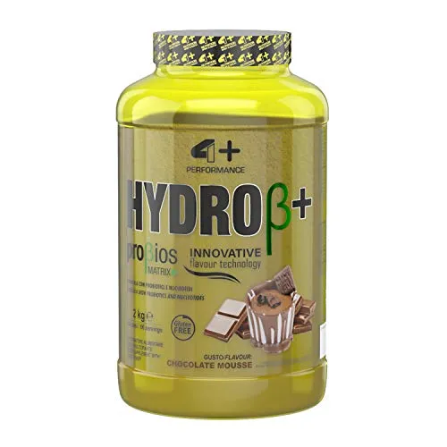 4+ NUTRITION - Hydro β+, Integratore Sportivo, Proteine Idrolizzate del Siero del Latte, Aumento di Energia, Resistenza e Recupero Veloce, in Polvere, Gusto Chocolate Mousse, 2 kg