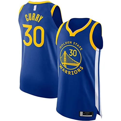 ZHINV Stephen - Maglia da basket Curry da uomo con ricamo a stato guerrieri #30 2020/21 Jersey Royal - Icon Edition-M