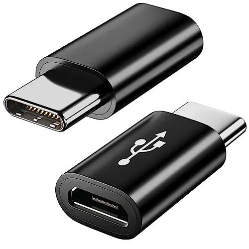 Adattatore Micro USB a USB C 2 Pack, Adattatore USB C Maschio a Micro USB Femmina Compatibile con Samsung Galaxy, Huawei, Telefoni Tipo-C, Tablet PC e Altro (Nero)