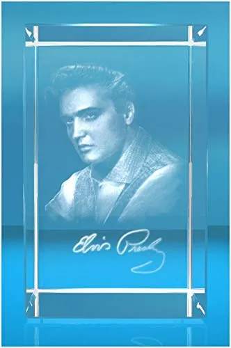 VIP-LASER XL cubo di Vetro 3D Autografo Elvis Presley – Un Must per Ogni Fan di Elvis.