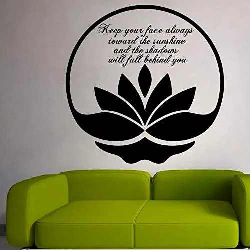 yaonuli Mantieni Il Tuo Viso rivolto Verso Il Sole Wall Sticker Quote Vinile Decorazione della casa Soggiorno Loto Adesivo 63X70cm